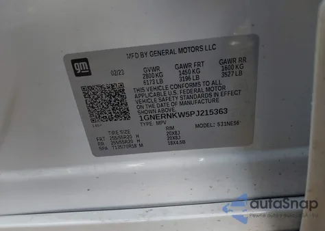 2023 Chevrolet Traverse Fwd High Country from USA, damaged, VIN 1GNERNKW5PJ215363